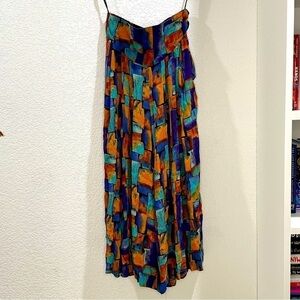 Marsha and Julio Componix dress midi strapless purple teal orange with pockets
